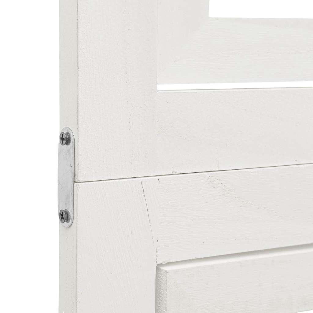 Room Divider 6 Panels White Solid Wood Paulownia